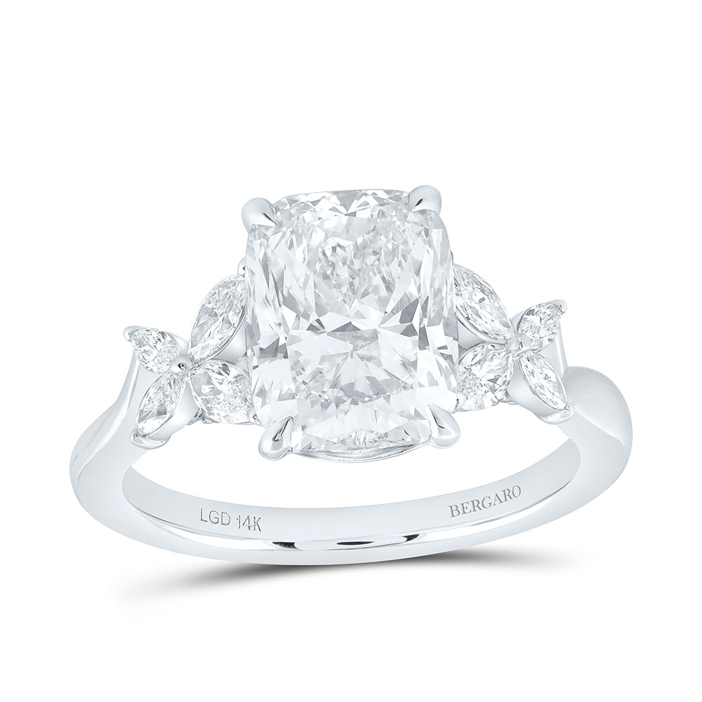 14K Yellow Or White Gold 3 1/2 Cttw Lab Grown Diamond 3 Cttw Center Cushion Engagement Ring
