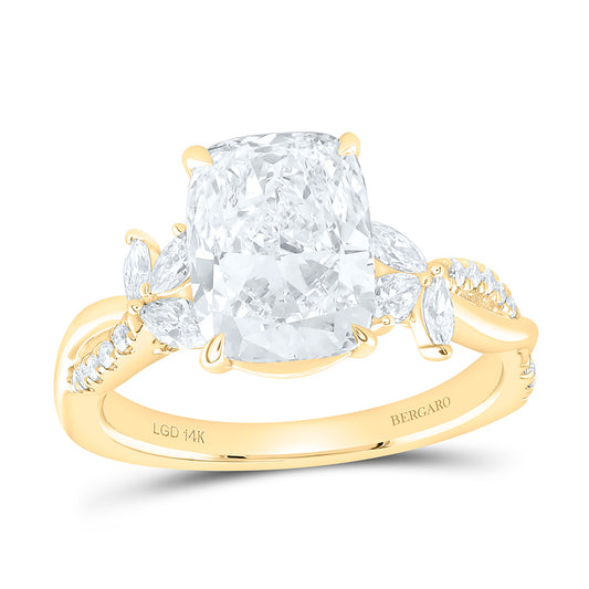 14K Yellow Or White Gold 3 5/8 Cttw Lab Grown Diamond 3 Cttw Center Cushion Engagement Ring