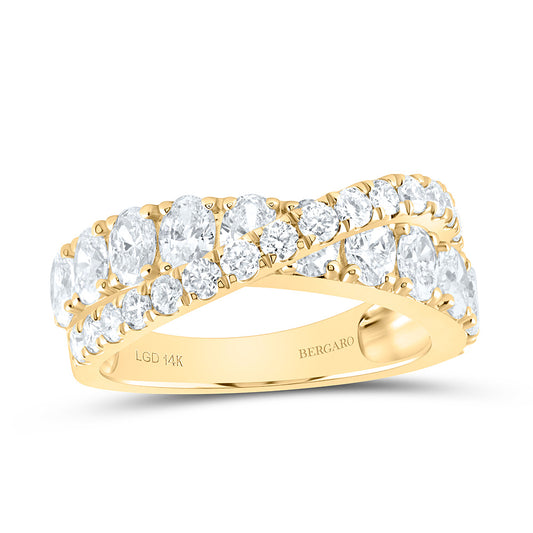 14K Yellow Gold 2 1/3 Cttw Lab Grown Diamond Criss Cross Ring