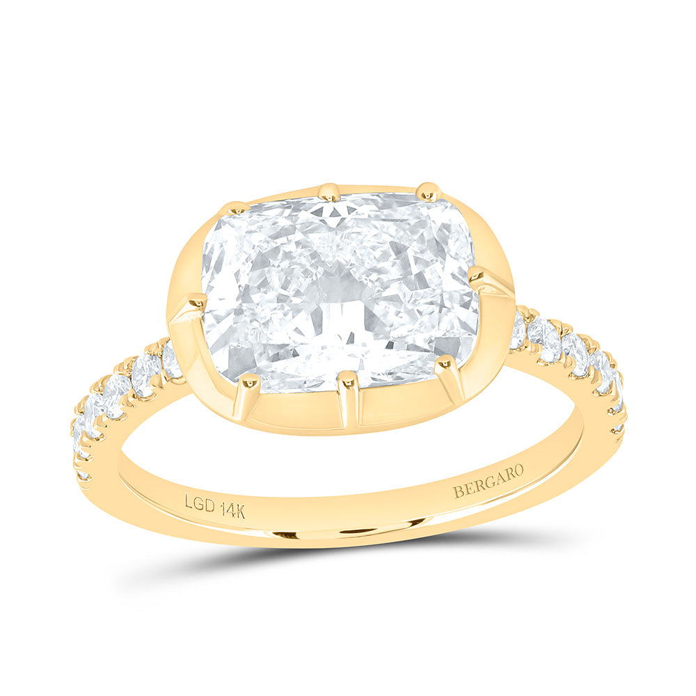 14K Yellow Or White Gold 3 1/4 Cttw Lab Grown Diamond 3 Cttw Center Cushion Engagement Ring