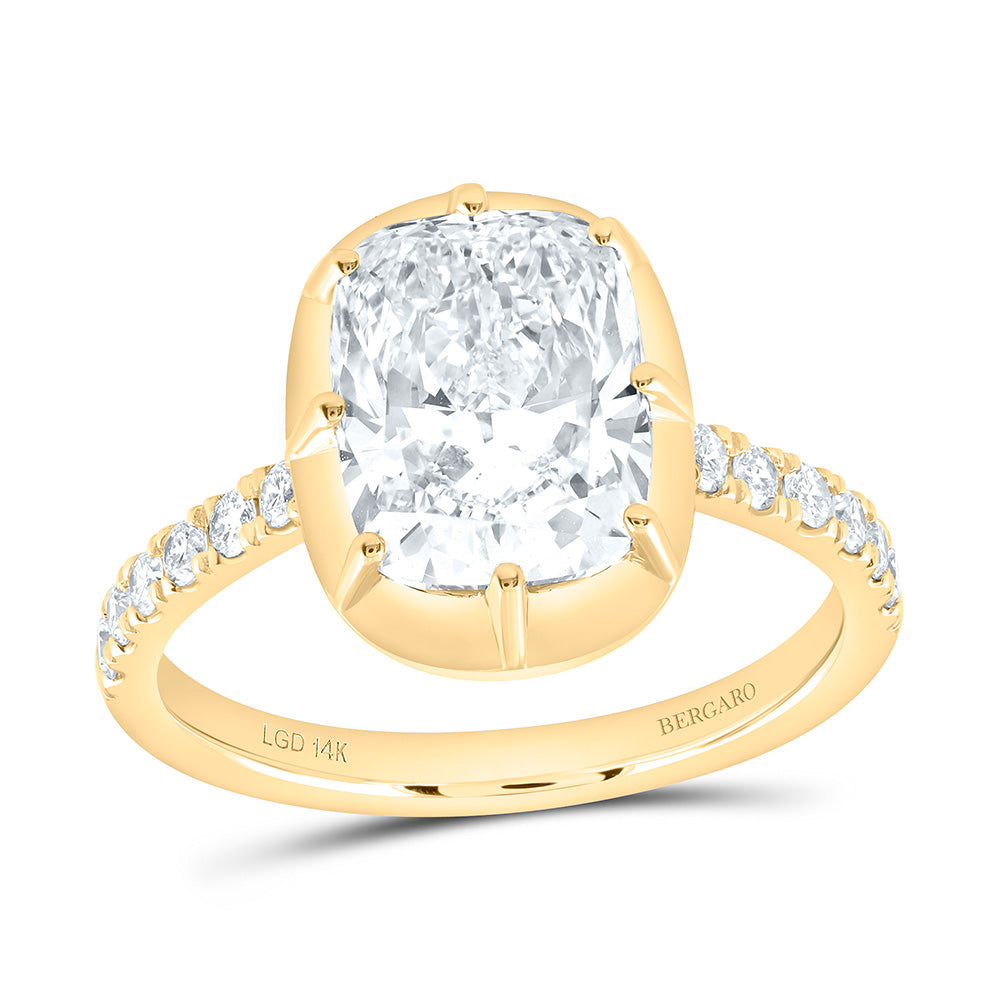 14K Yellow Or White Gold 3 1/4 Cttw Lab Grown Diamond 3 Cttw Center Cushion Engagement Ring