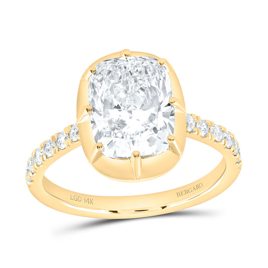 14K Yellow Or White Gold 3 1/4 Cttw Lab Grown Diamond 3 Cttw Center Cushion Engagement Ring