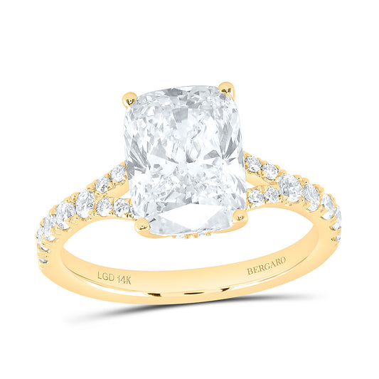 14K Yellow Or White Gold 3 1/2 Cttw Lab Grown Diamond 3 Cttw Center Cushion Engagement Ring
