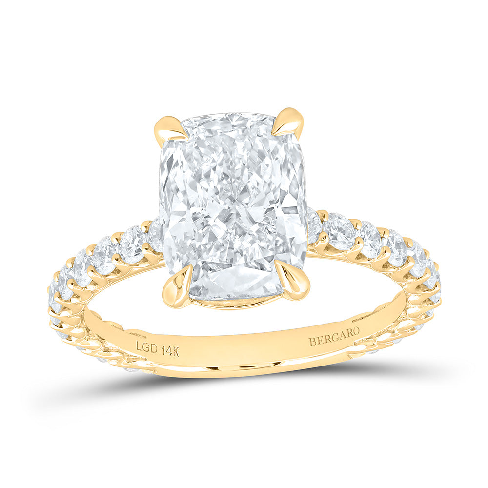 14K Yellow Or White Gold 3 7/8 Cttw Lab Grown Diamond 3 Cttw Center Cushion Engagement Ring