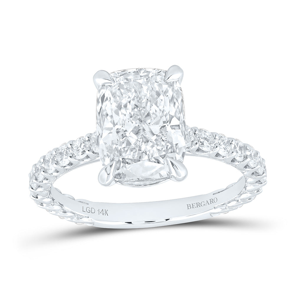14K Yellow Or White Gold 3 7/8 Cttw Lab Grown Diamond 3 Cttw Center Cushion Engagement Ring