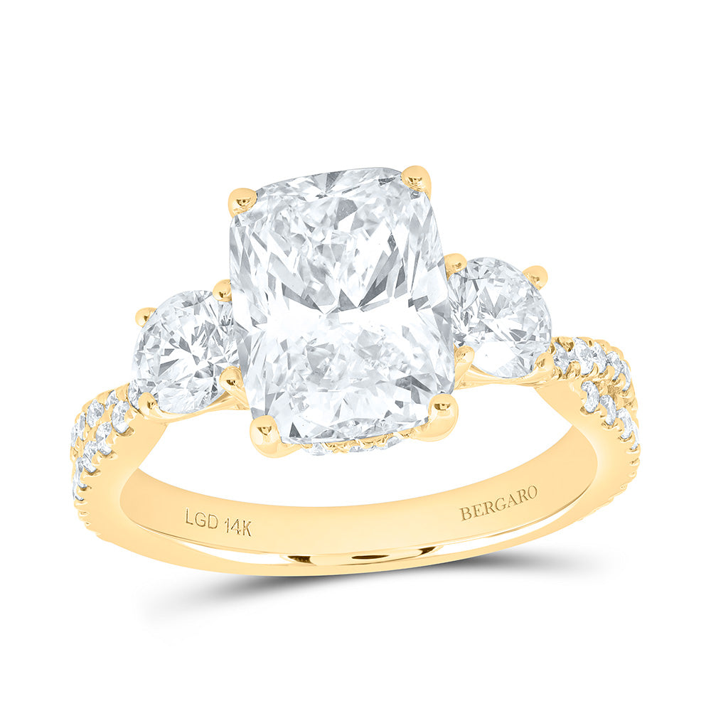 14K Yellow Or White Gold 4 Cttw Lab Grown Diamond 3 Cttw Center Cushion Engagement Ring