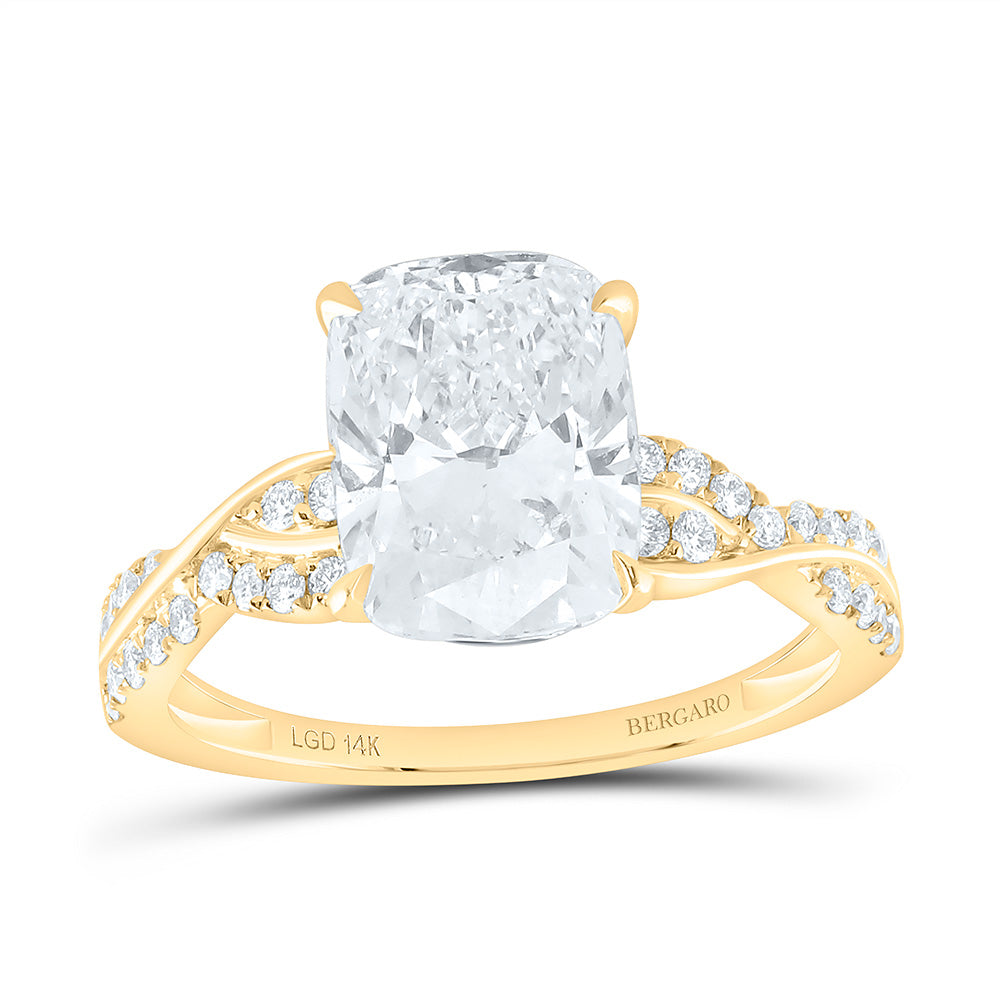 14K Yellow Or White Gold 3 1/4 Cttw Lab Grown Diamond 3 Cttw Center Cushion Engagement Ring