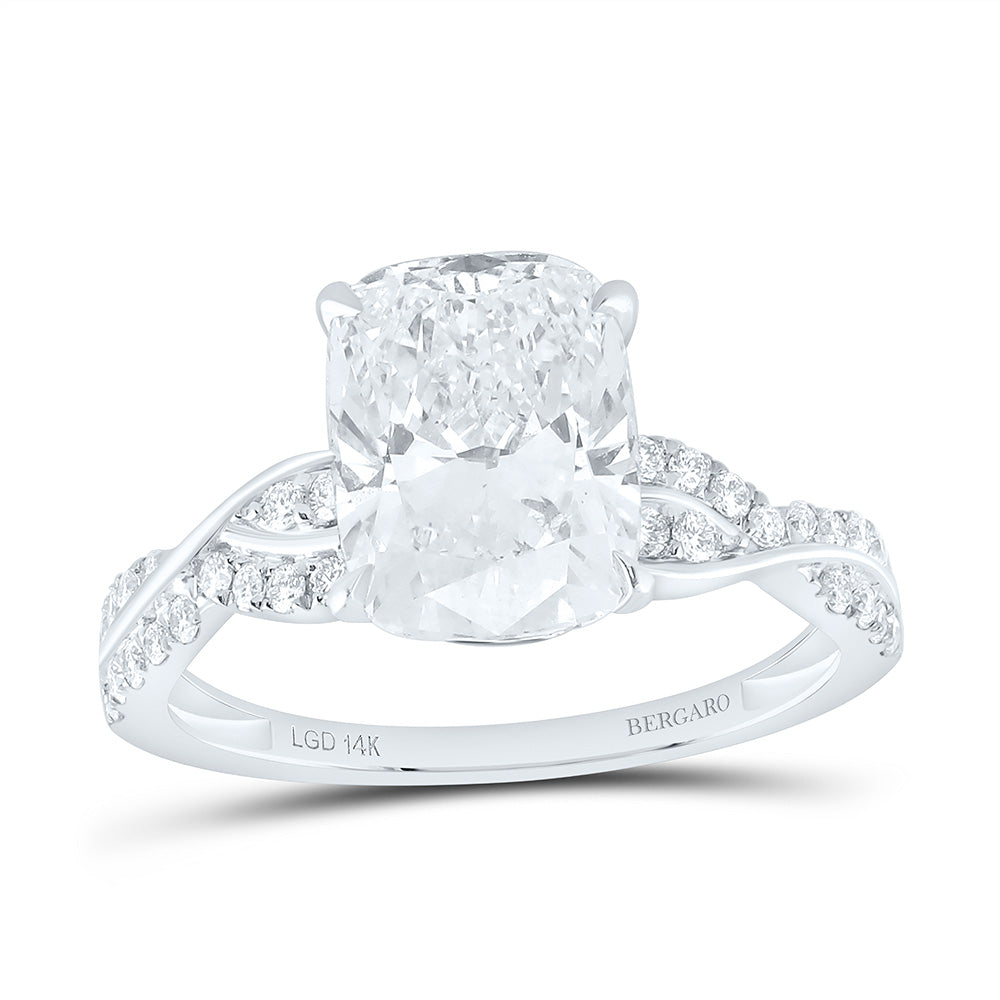 14K Yellow Or White Gold 3 1/4 Cttw Lab Grown Diamond 3 Cttw Center Cushion Engagement Ring