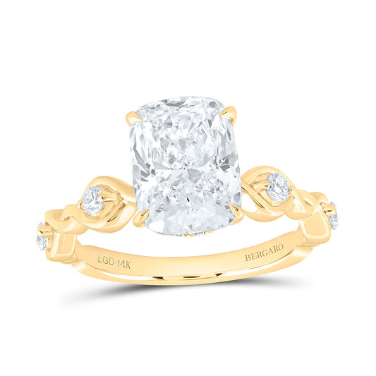 14K Yellow Or White Gold 3 1/3 Cttw Lab Grown Diamond 3 Cttw Center Cushion Engagement Ring