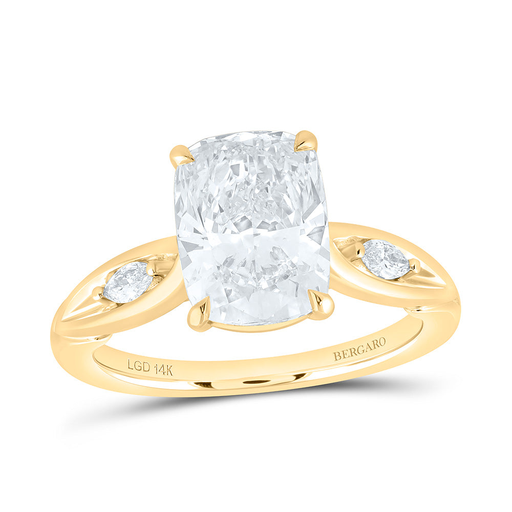 14K Yellow Or White Gold 3 1/5 Cttw Lab Grown Diamond 3 Cttw Center Cushion Engagement Ring