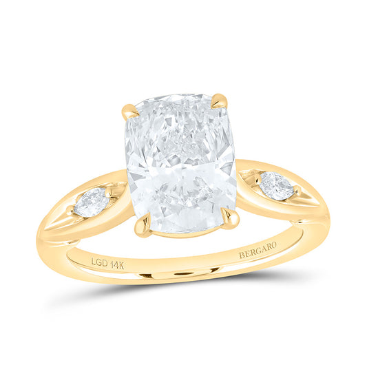 14K Yellow Or White Gold 3 1/5 Cttw Lab Grown Diamond 3 Cttw Center Cushion Engagement Ring
