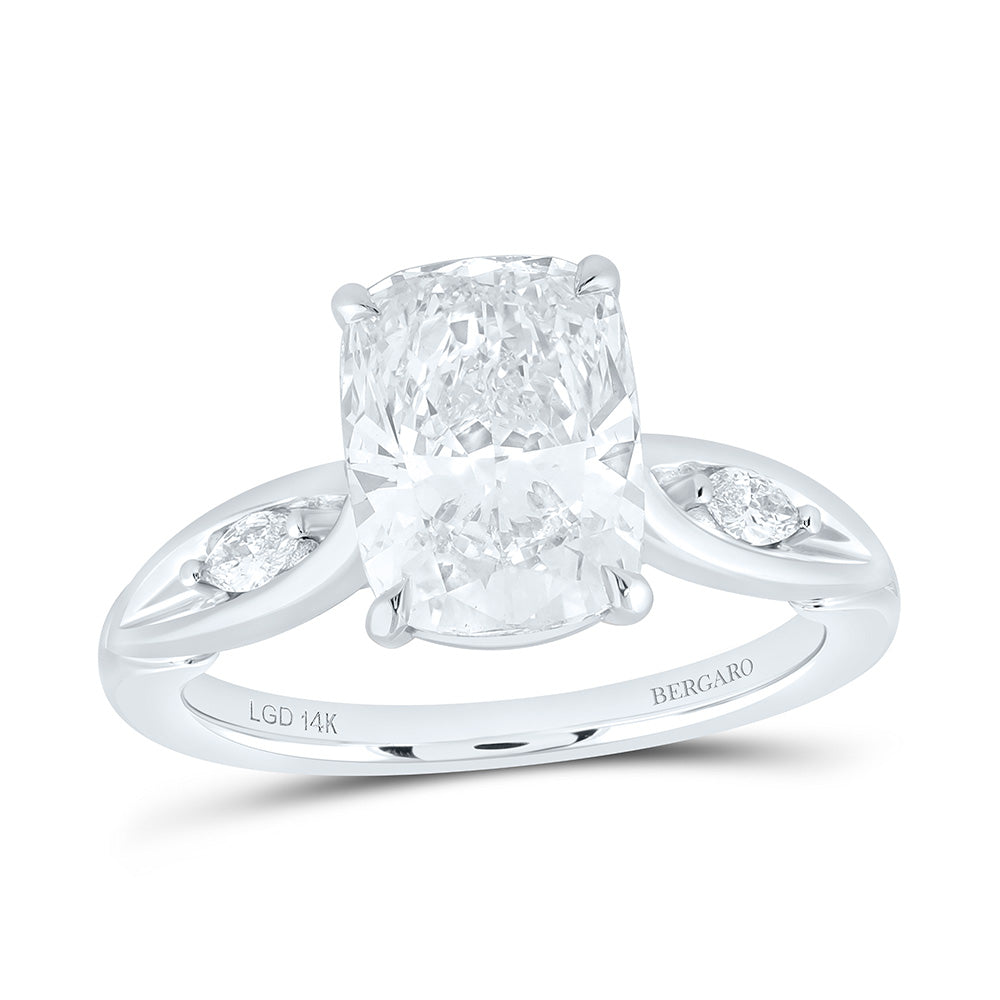 14K Yellow Or White Gold 3 1/5 Cttw Lab Grown Diamond 3 Cttw Center Cushion Engagement Ring