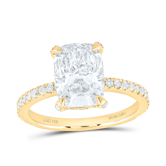 14K Yellow Or White Gold 3 1/2 Cttw Lab Grown Diamond 3 Cttw Center Cushion Engagement Ring