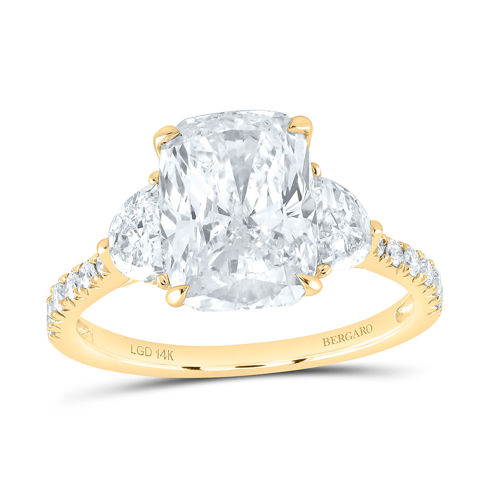 14K Yellow Or White Gold 3 3/4 Cttw Lab Grown Diamond 3 Cttw Center Cushion Engagement Ring