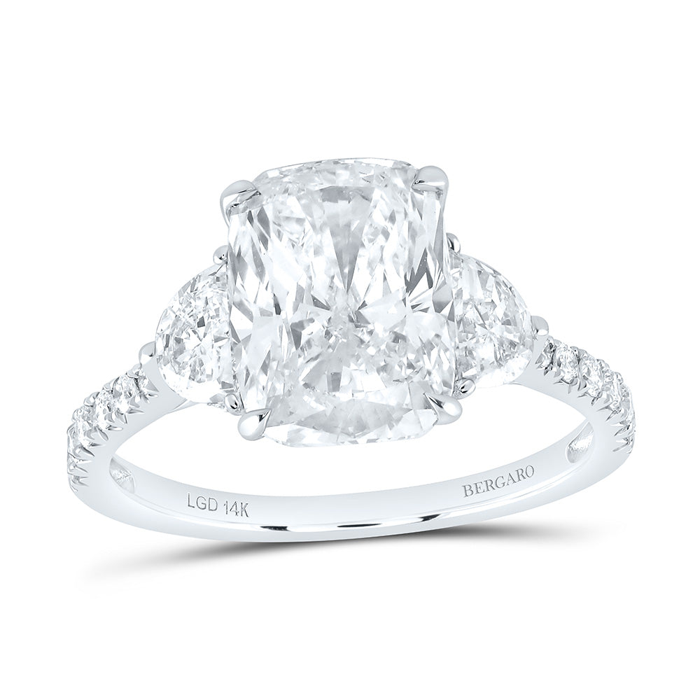 14K Yellow Or White Gold 3 3/4 Cttw Lab Grown Diamond 3 Cttw Center Cushion Engagement Ring