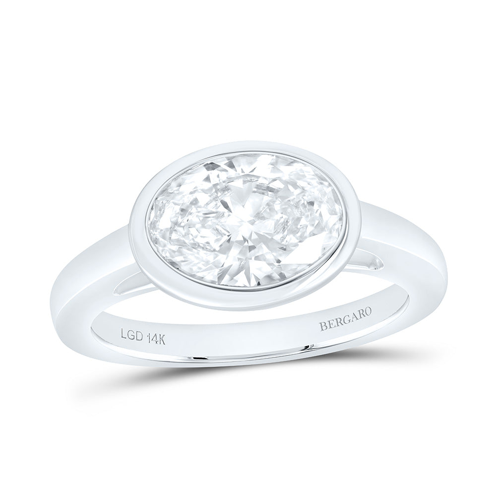 14K Yellow Or White Gold 2 Cttw Lab Grown Diamond Oval Bezel Engagement Ring