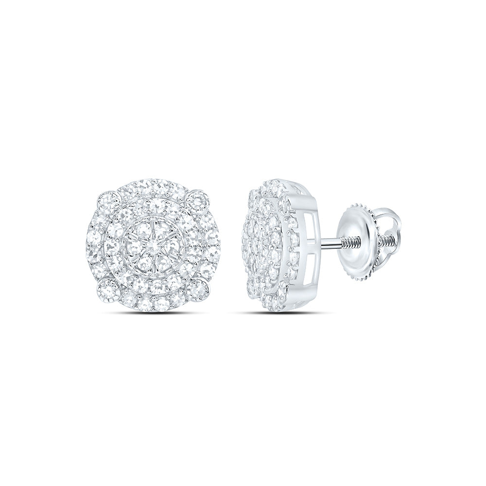 Sterling Silver 5/8 Cttw Lab Grown Diamond Round Mens Earring