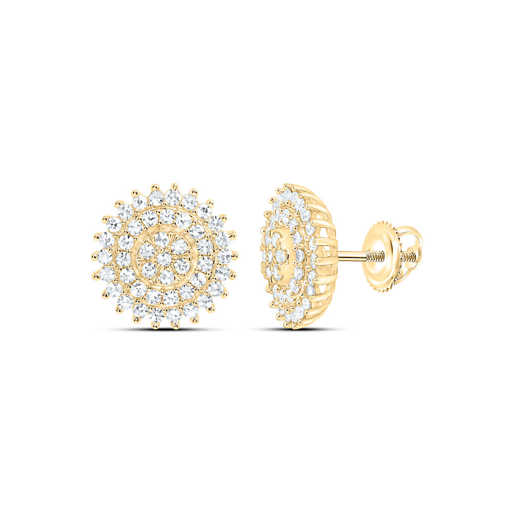 Sterling Silver 5/8 Cttw Lab Grown Diamond Flower Mens Earring
