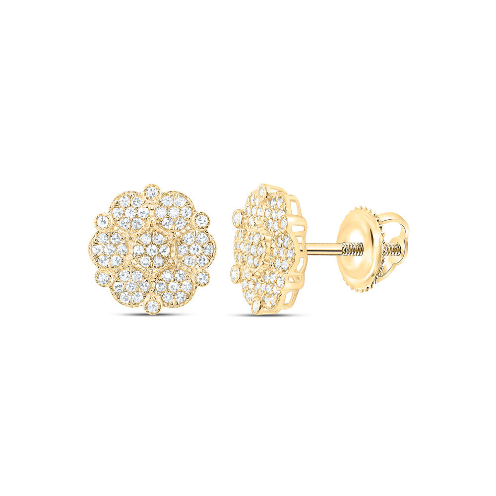 Sterling Silver 5/8 Cttw Lab Grown Diamond Flower Earring