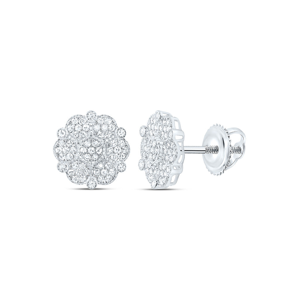 Sterling Silver 5/8 Cttw Lab Grown Diamond Flower Earring