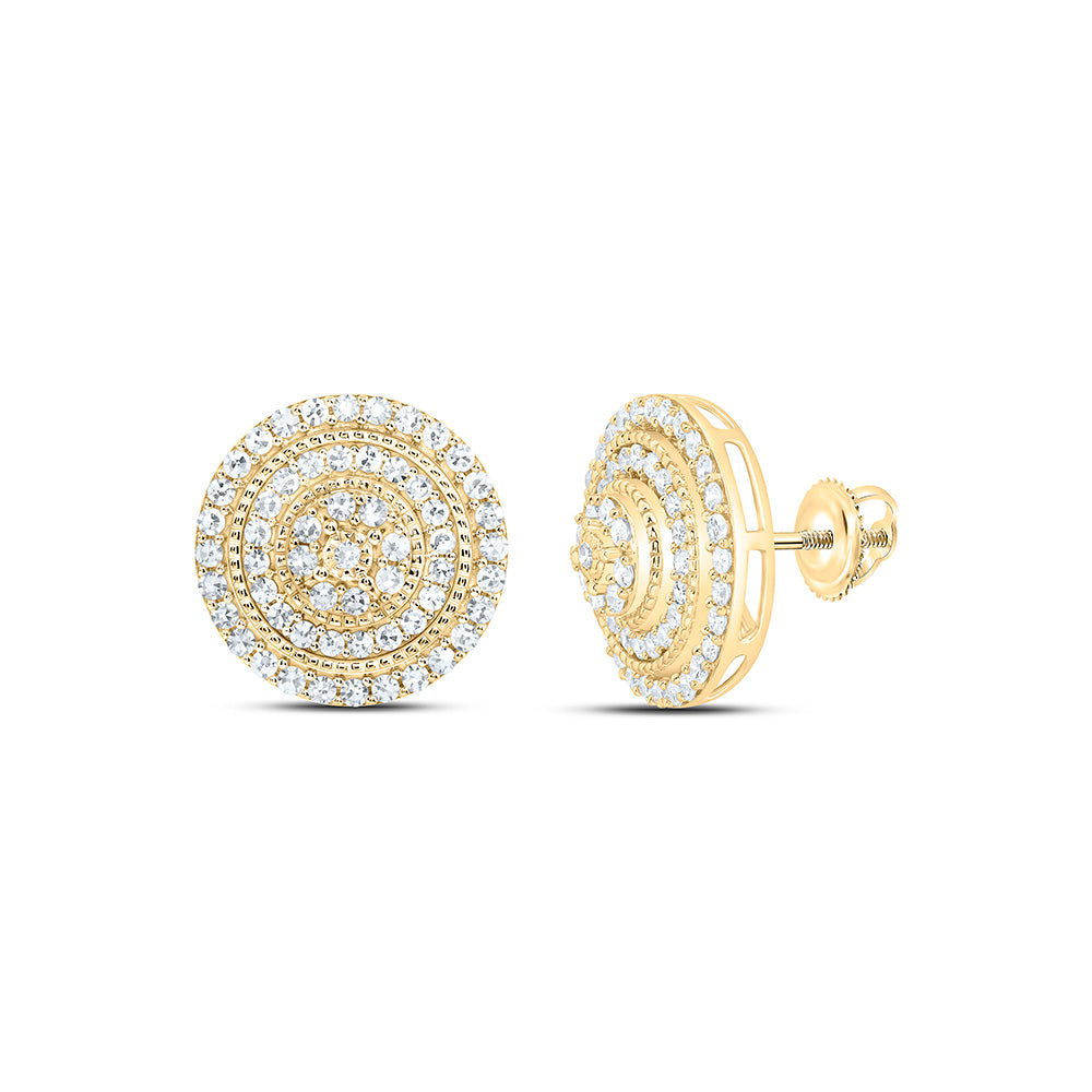 Sterling Silver 3/4 Cttw Lab Grown Diamond Round Mens Earring