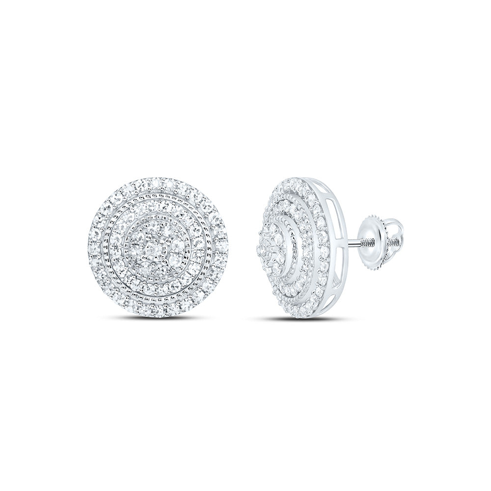 Sterling Silver 3/4 Cttw Lab Grown Diamond Round Mens Earring