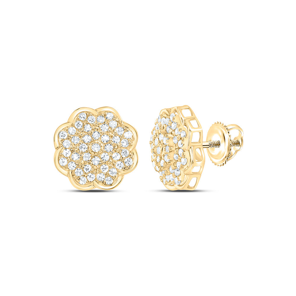 Sterling Silver Lab Grown Diamond Flower Mens Earring