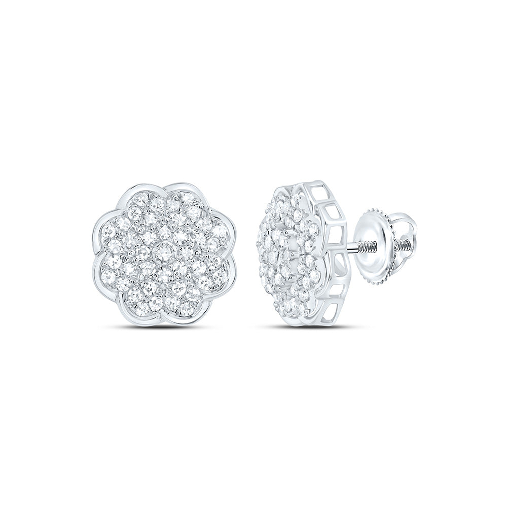 Sterling Silver Lab Grown Diamond Flower Mens Earring