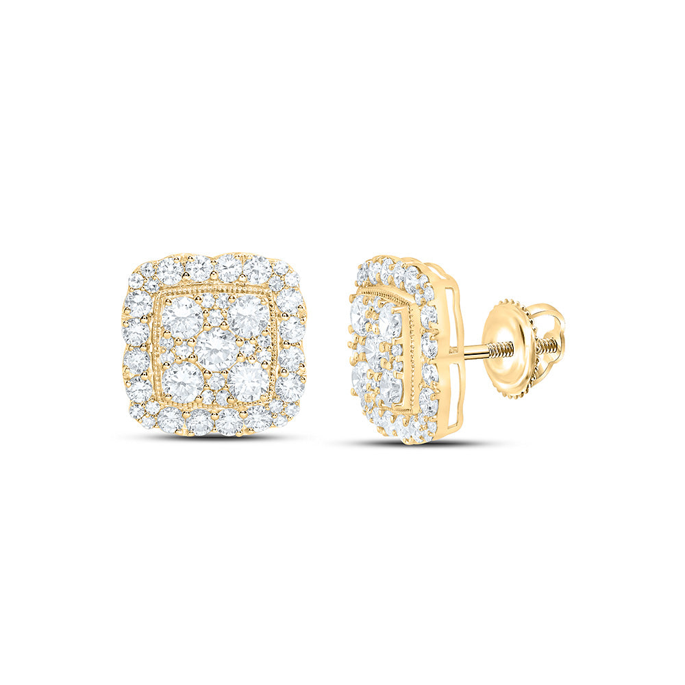10K Yellow Gold 2 3/8 Cttw Lab Grown Diamond Cushion Mens Earring