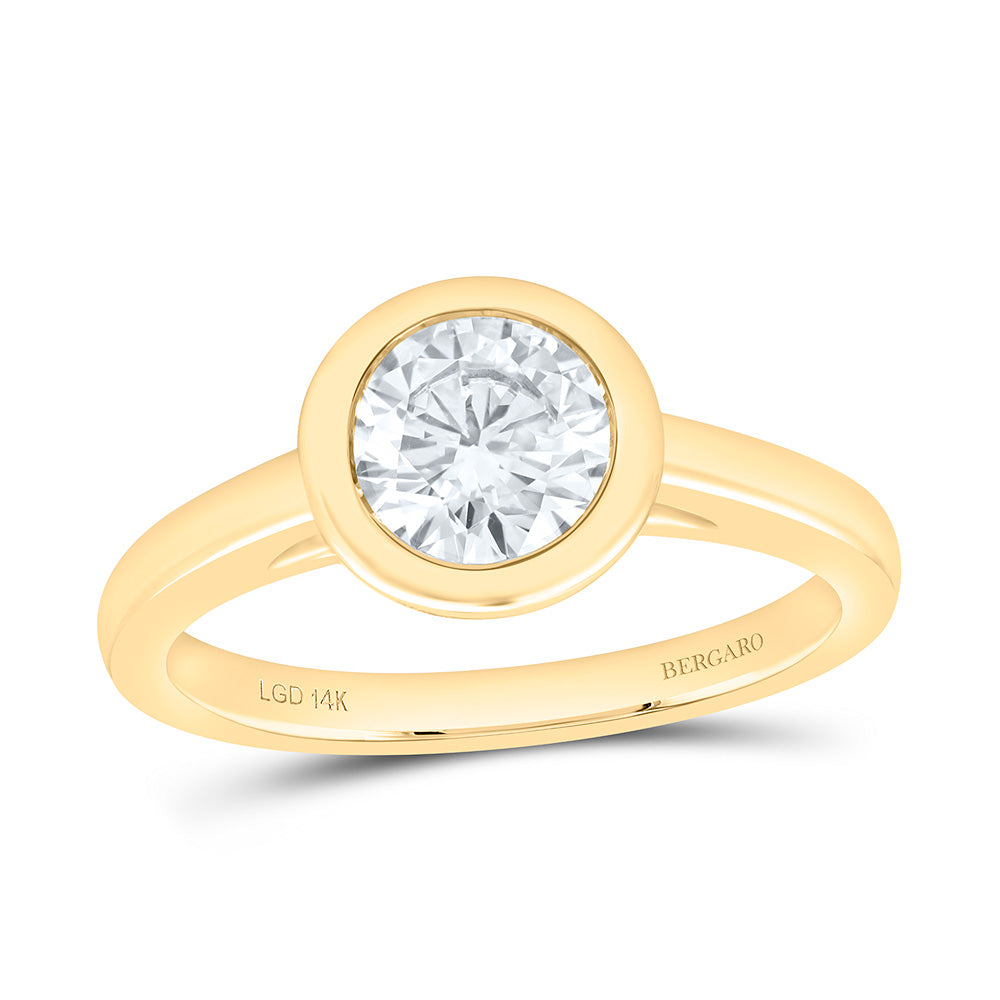 14K Yellow Or White Gold 1 Cttw Lab Grown Diamond Round Bezel Engagement Ring