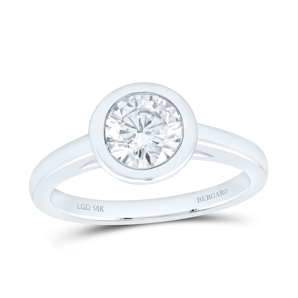 14K Yellow Or White Gold 1 Cttw Lab Grown Diamond Round Bezel Engagement Ring
