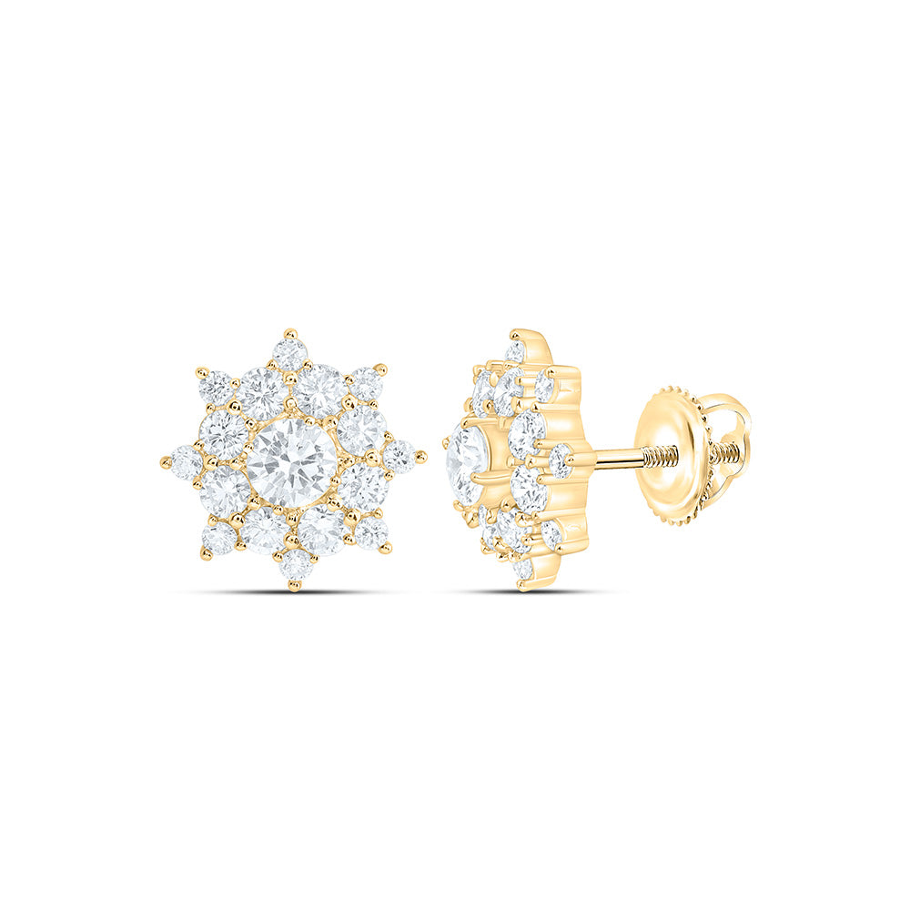 10K Yellow Or White Gold 1 Cttw Lab Grown Diamond Flower Mens Earring