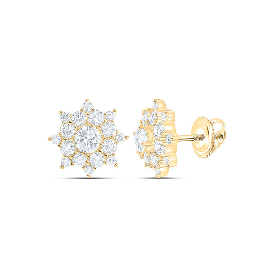 10K Yellow Or White Gold 1 Cttw Lab Grown Diamond Flower Mens Earring