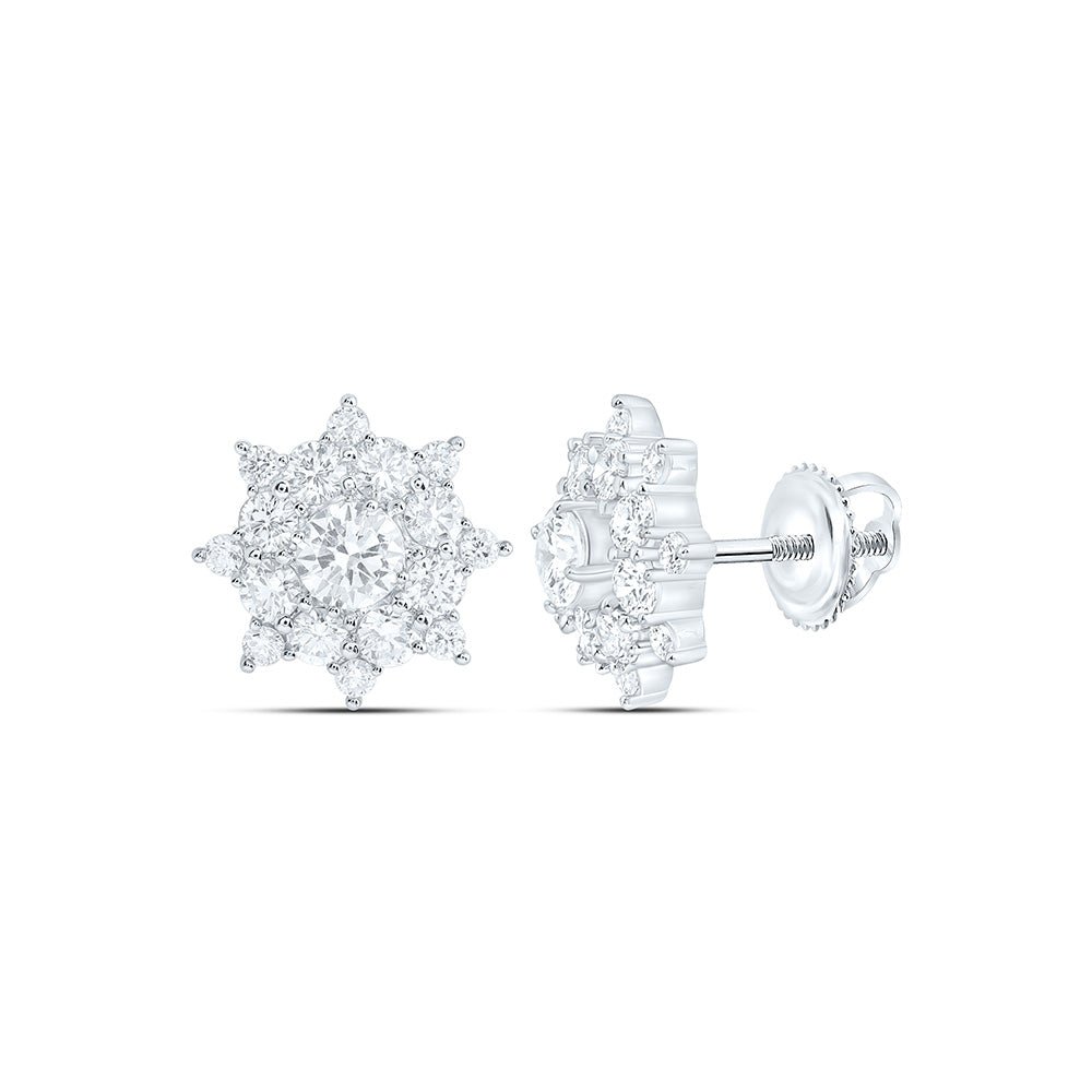 10K Yellow Or White Gold 1 Cttw Lab Grown Diamond Flower Mens Earring