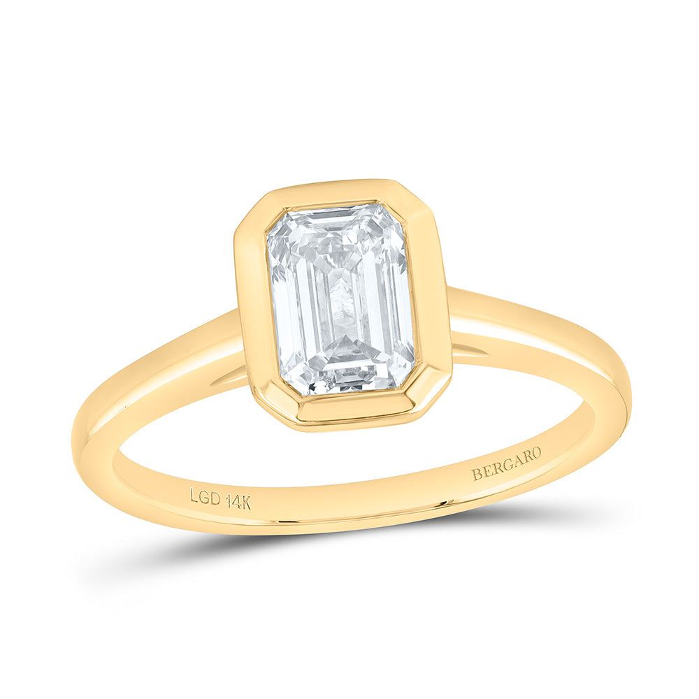 14K Yellow Or White Gold 1 Cttw Lab Grown Diamond Fashion Emerald Bezel Ring