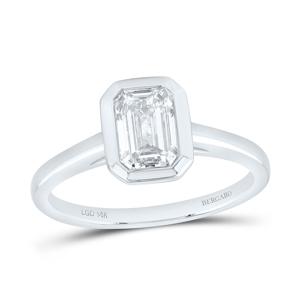 14K Yellow Or White Gold 1 Cttw Lab Grown Diamond Fashion Emerald Bezel Ring