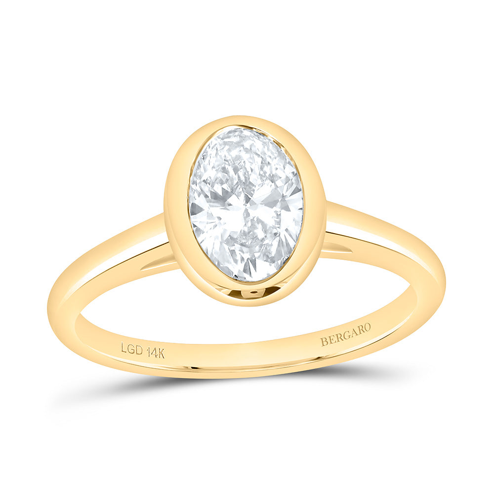 14K Yellow Or White Gold 1 Cttw Lab Grown Diamond Oval Bezel Engagement Ring
