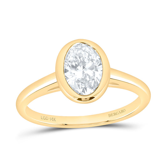 14K Yellow Or White Gold 1 Cttw Lab Grown Diamond Oval Bezel Engagement Ring