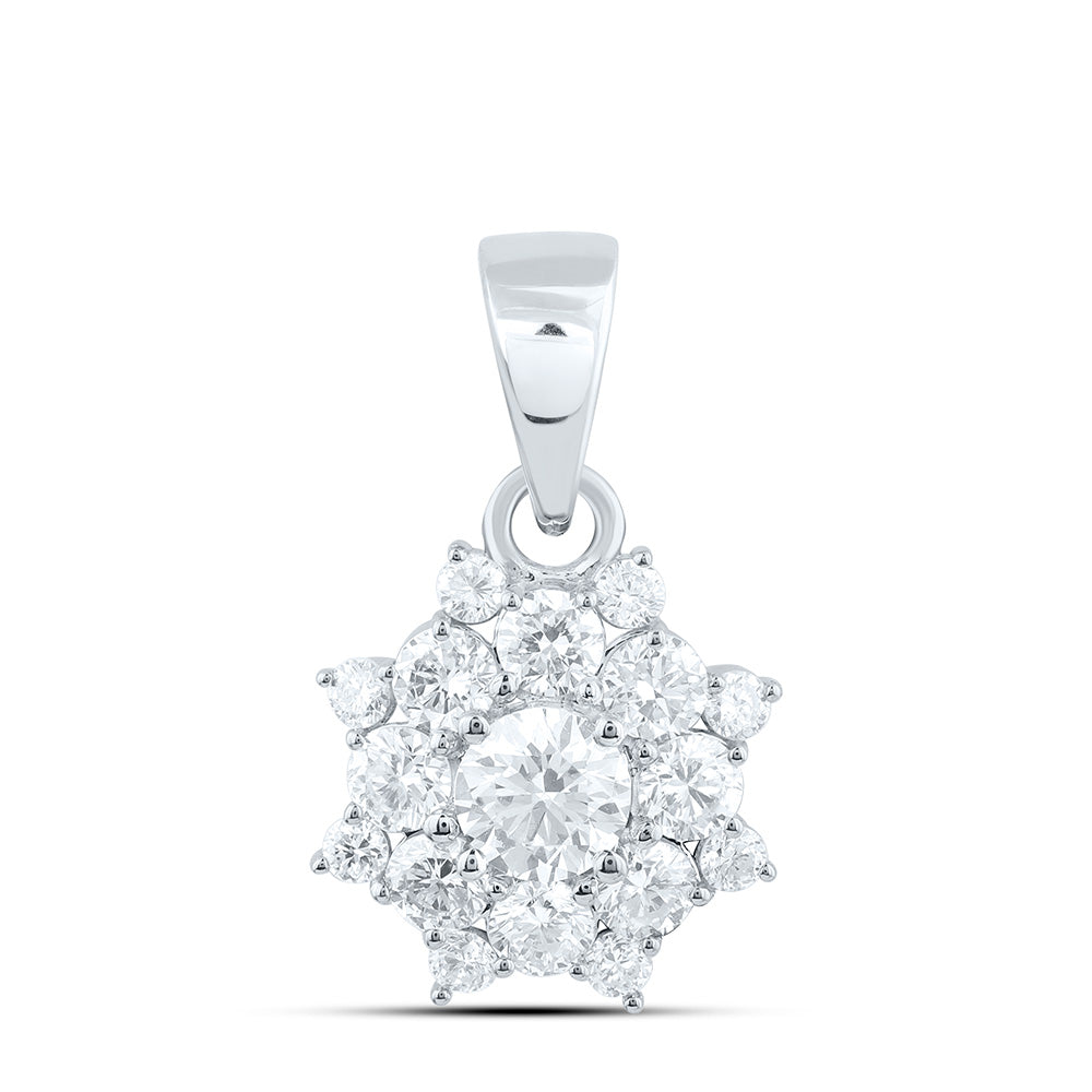 10K Yellow Or White Gold 7/8 Cttw Lab Grown Diamond Flower Mens Charm Pendant