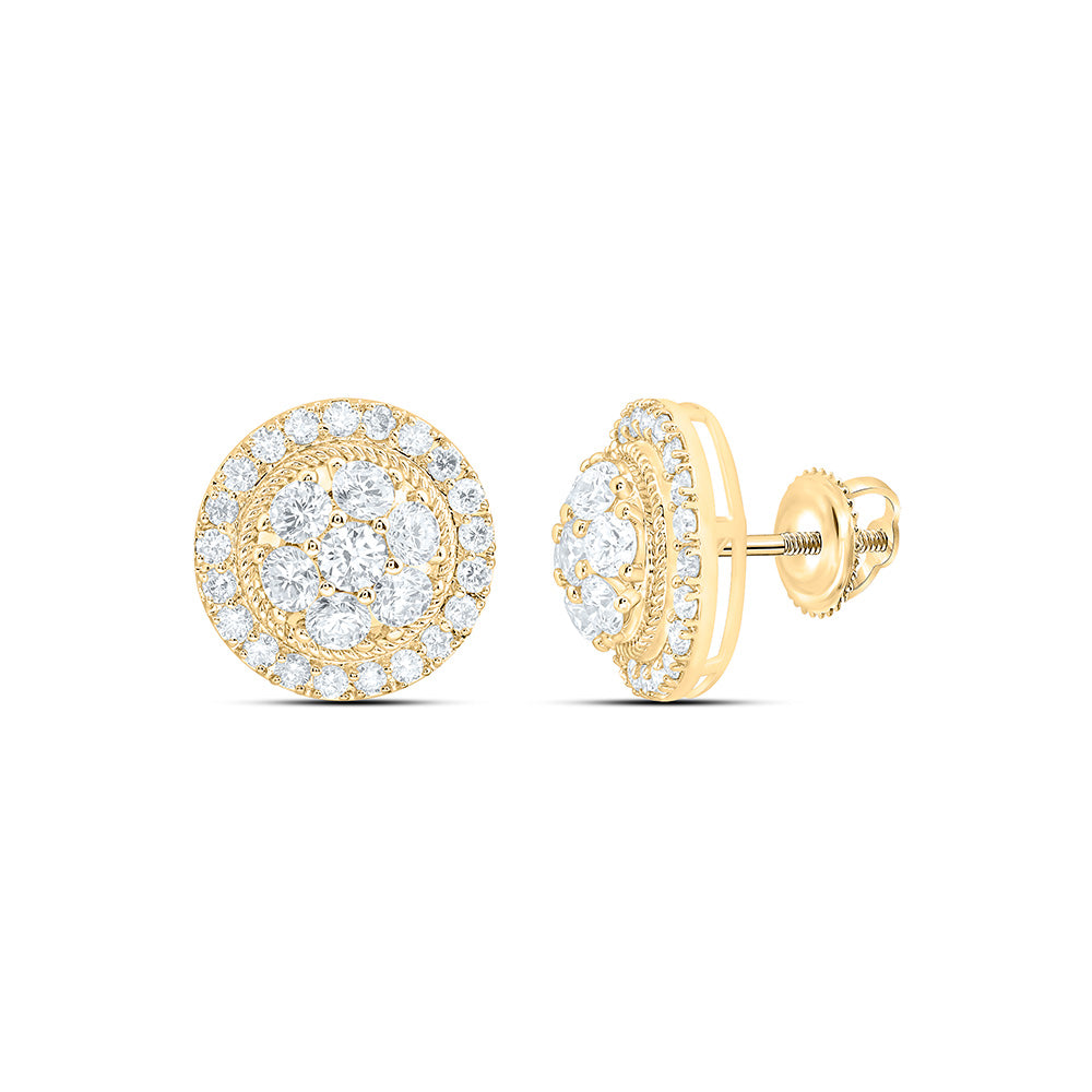 10K Yellow Or White Gold 1 1/2 Cttw Lab Grown Diamond Round Mens Earring