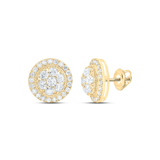 10K Yellow Or White Gold 1 1/2 Cttw Lab Grown Diamond Round Mens Earring