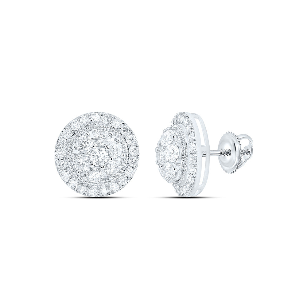 10K Yellow Or White Gold 1 1/2 Cttw Lab Grown Diamond Round Mens Earring
