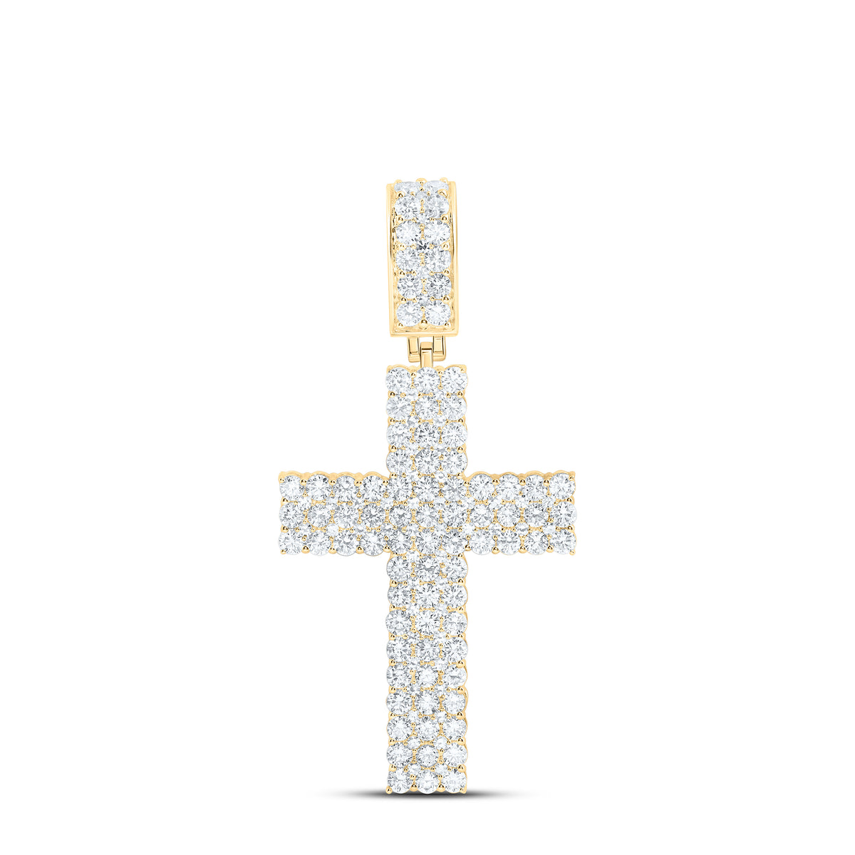 10K Yellow Gold 3 7/8 Cttw Lab Grown Diamond Cross Mens Charm