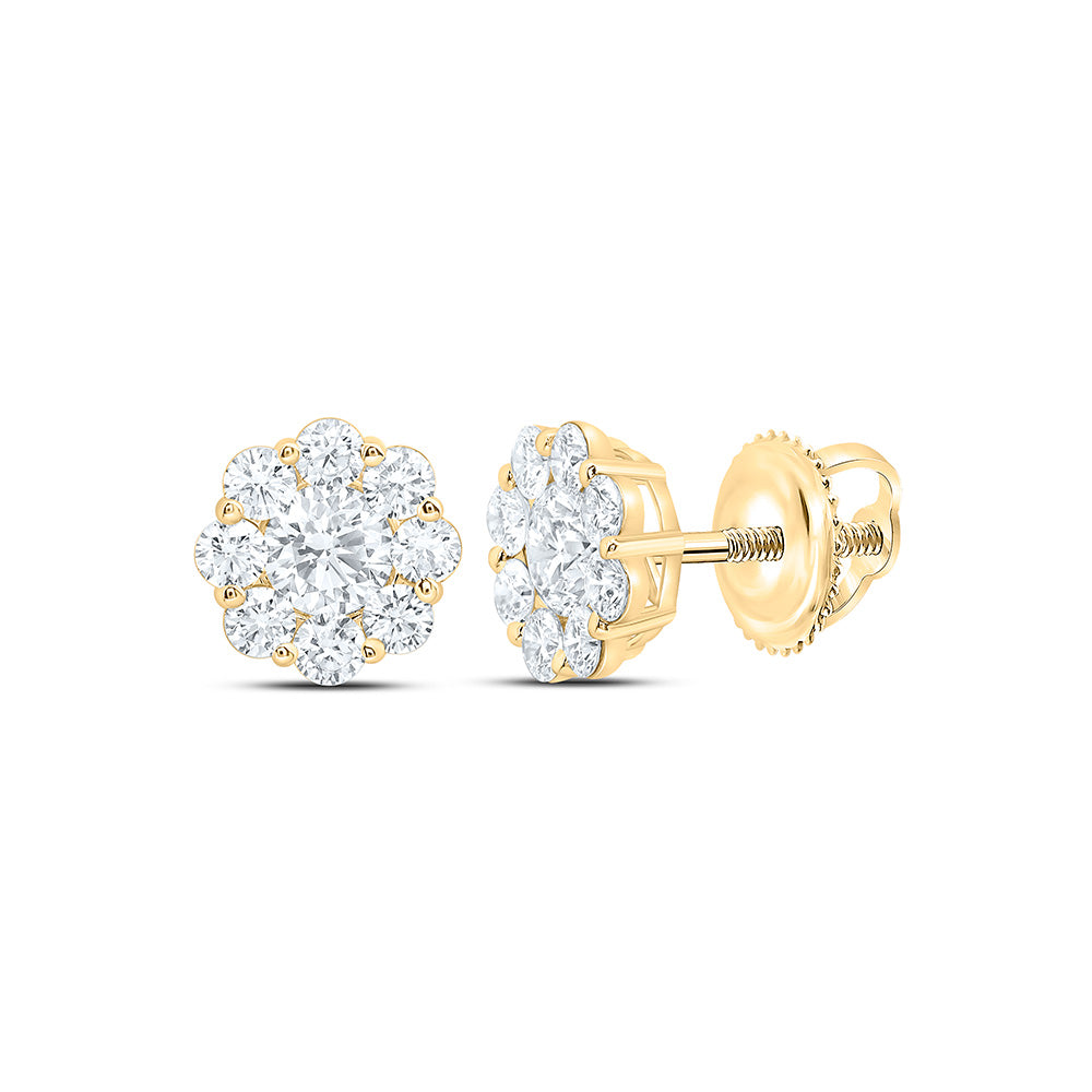 10K Yellow Or White Gold 2 1/3 Cttw Lab Grown Diamond Fashion Flower Earring