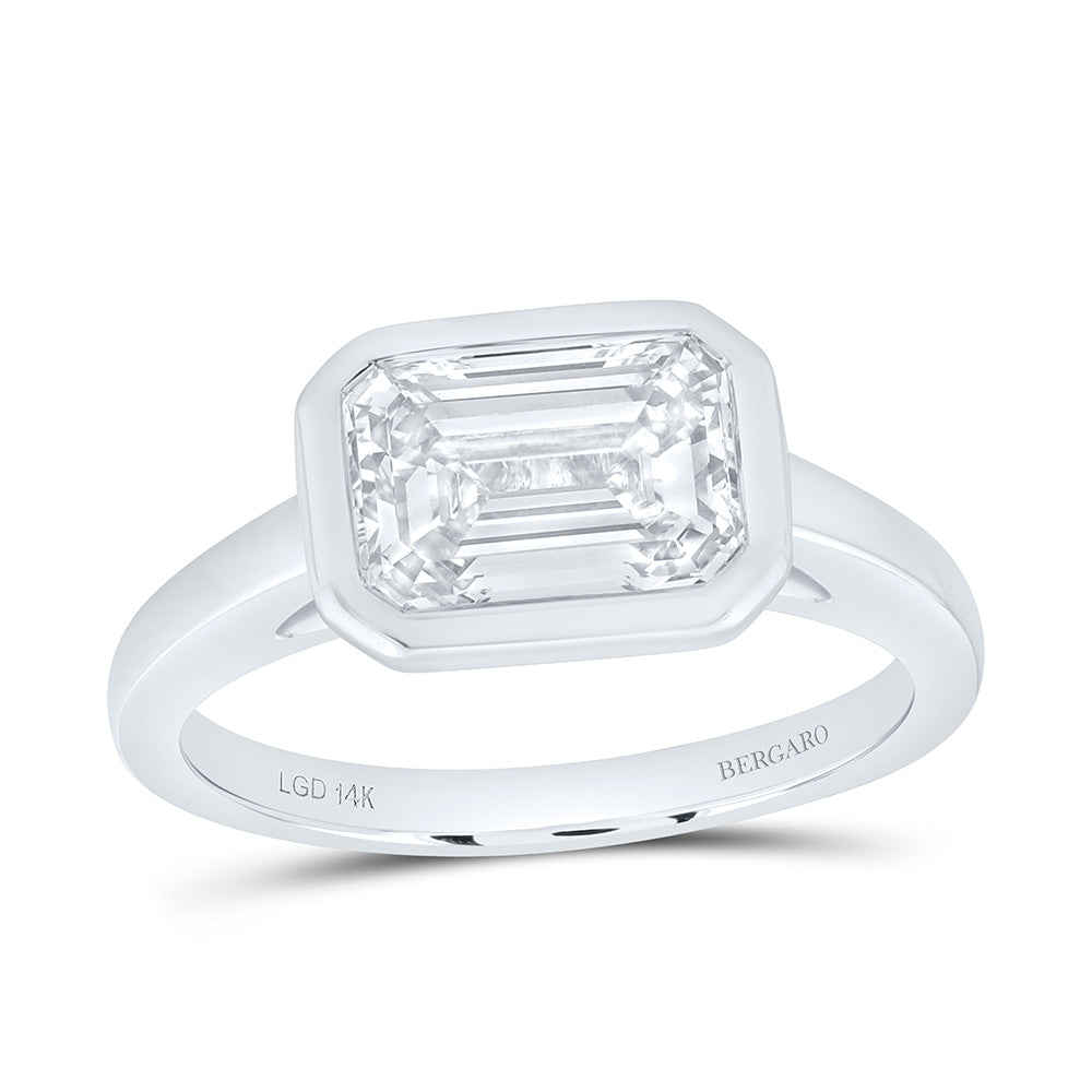 14K Yellow Or White Gold Lab Grown Diamond Fashion Emerald Engagement Bezel Ring