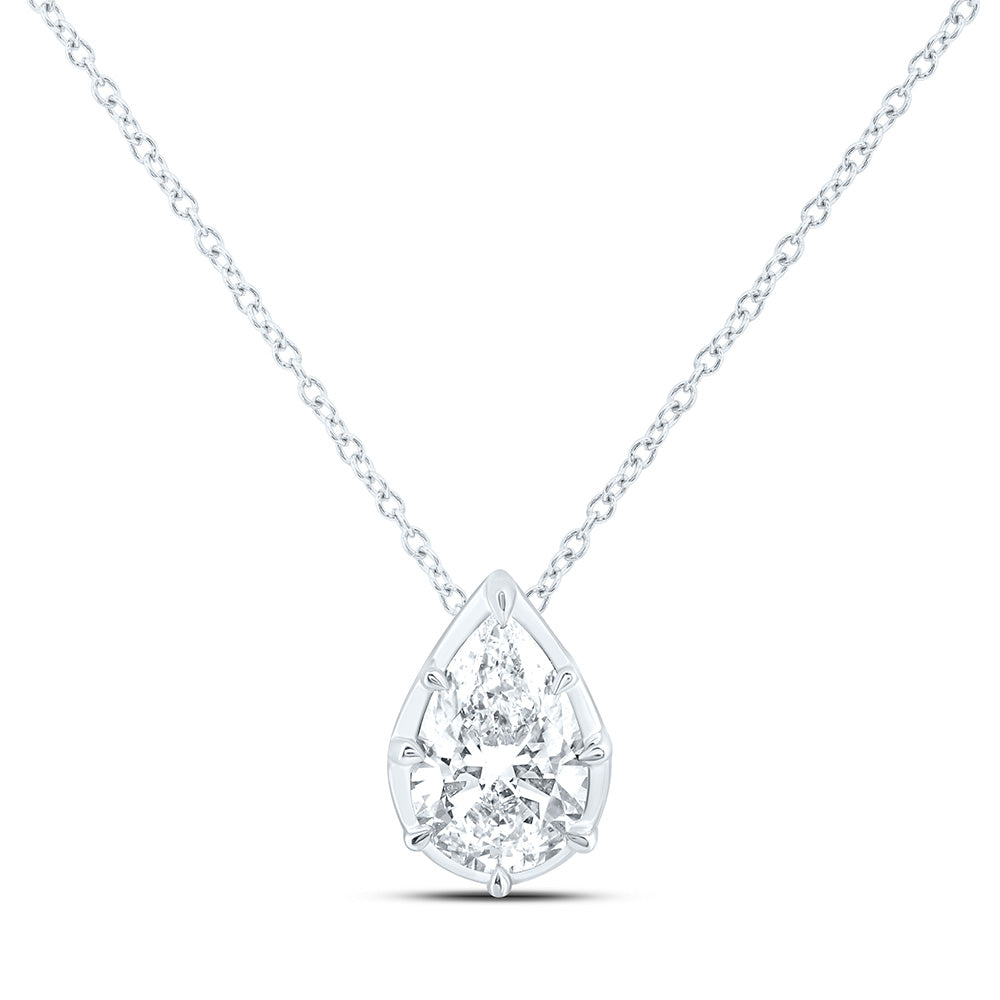 14K Yellow Or White Gold 1 Cttw Lab Grown Diamond Fashion Pear Necklace (18 Inch)