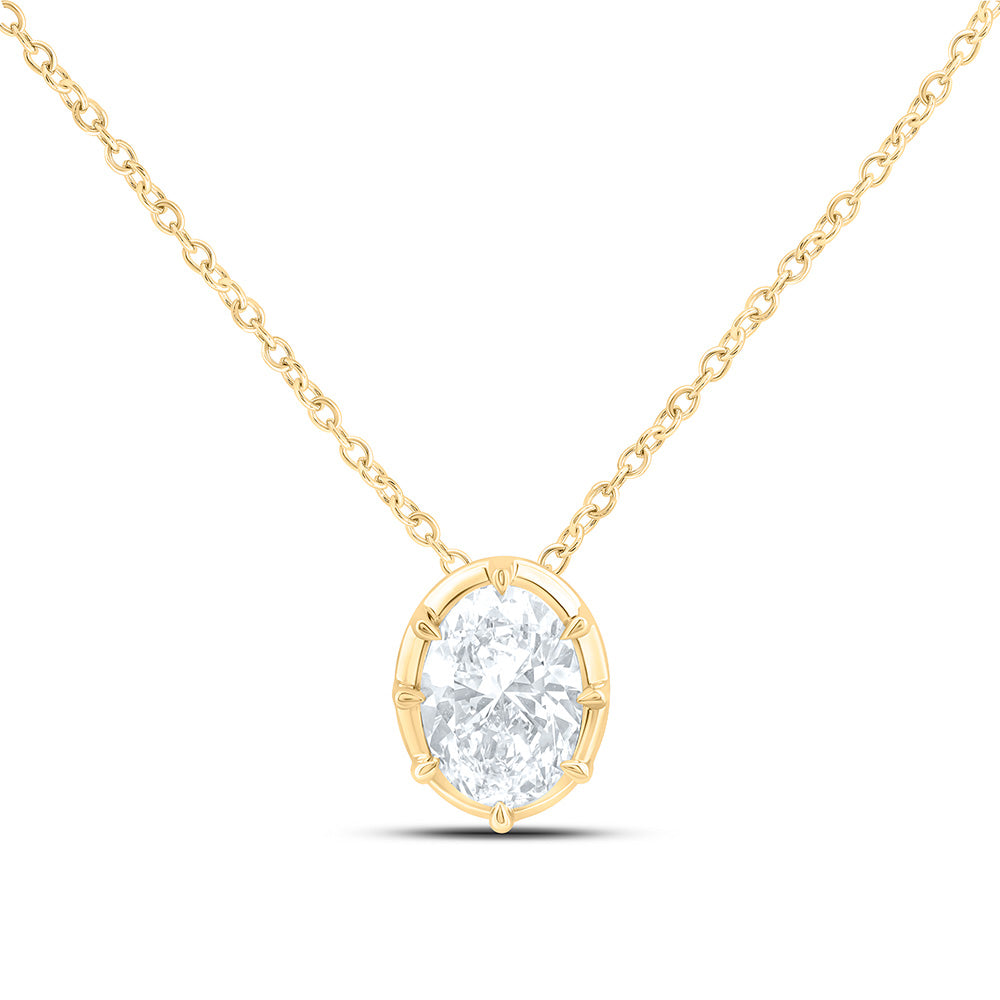 14K Yellow Or White Gold 1 Cttw Lab Grown Diamond Fashion Oval Necklace (18 Inch)