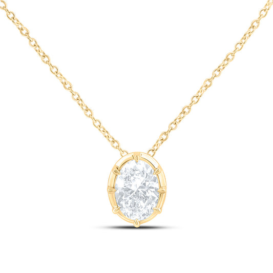 14K Yellow Or White Gold 1 Cttw Lab Grown Diamond Fashion Oval Necklace (18 Inch)
