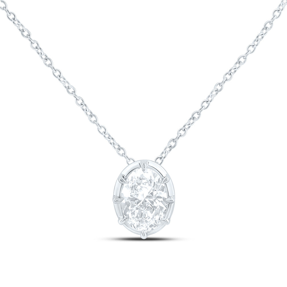 14K Yellow Or White Gold 1 Cttw Lab Grown Diamond Fashion Oval Necklace (18 Inch)
