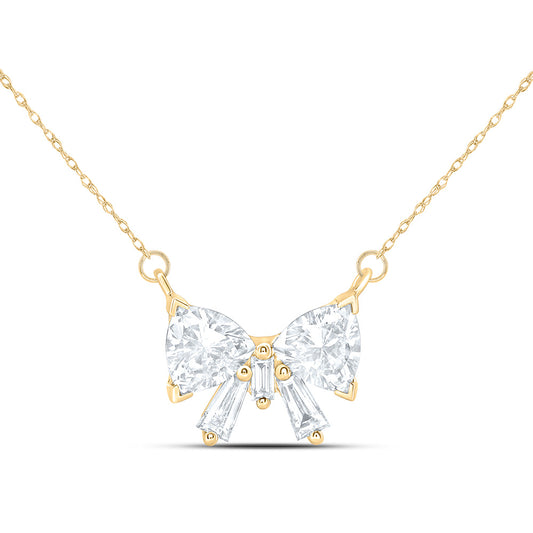 14K Yellow Or White Gold 1 3/4 Cttw Lab Grown Diamond Fashion Bow Necklace (18 Inch)